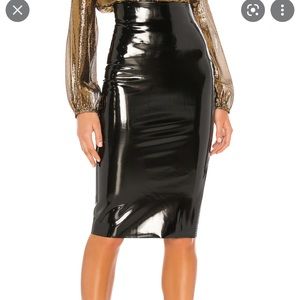 commando patent midi skirt